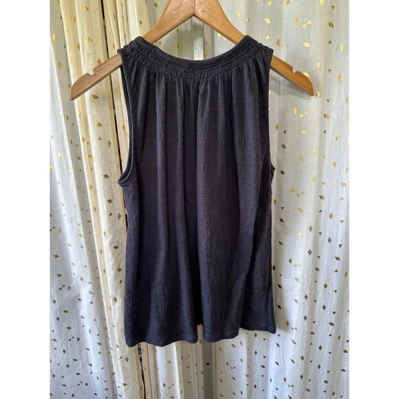 Banana Republic Factory Navy Blue Scrunch Front Sleeveless Textured Blouse Top S - Picture 4 of 4